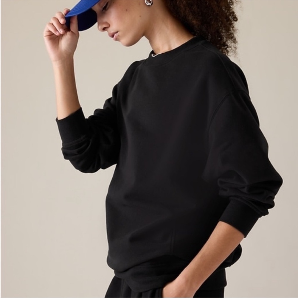 Athleta Black Forever Fleece Crewneck Sweatshirt
